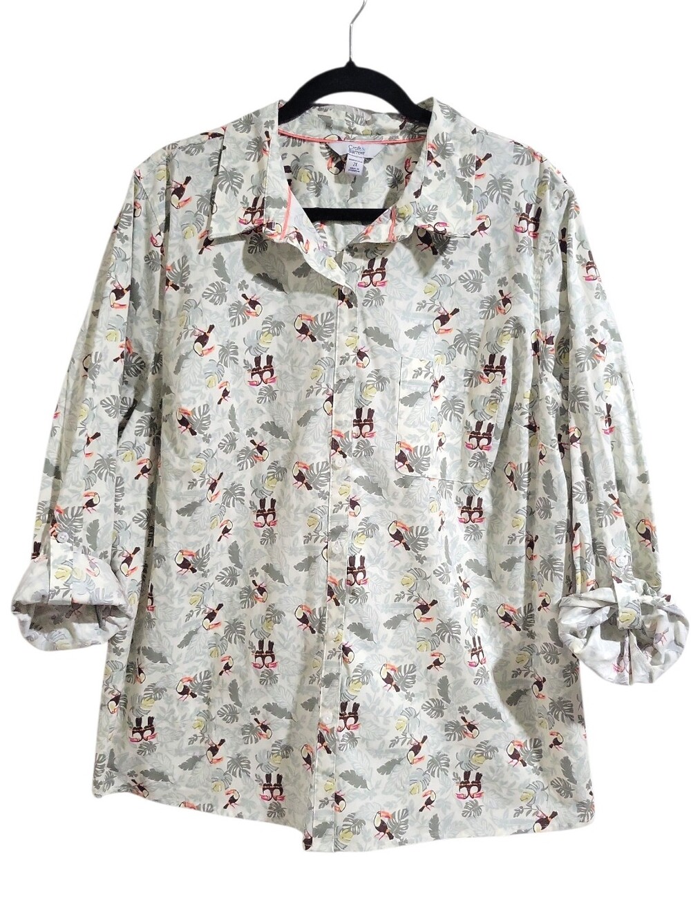 Croft & Barrow Tropical Toucan Cotton Button Down Casual Shirt Size 2X NWT - Picture 2 of 16